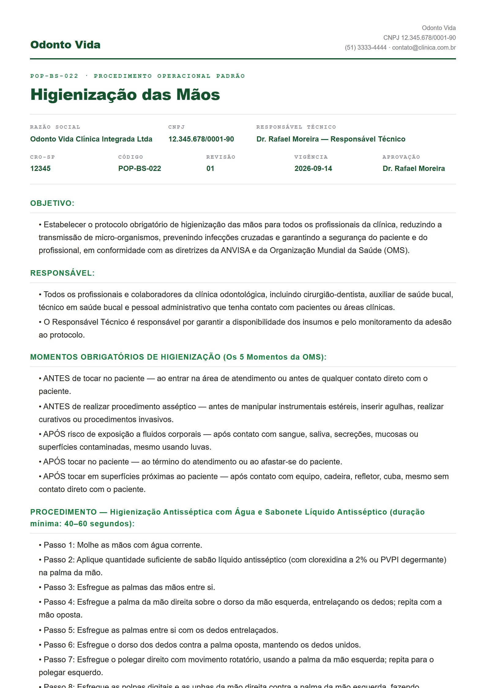 Primeira página de um POP gerado pelo PopDent (POP-BS-022)